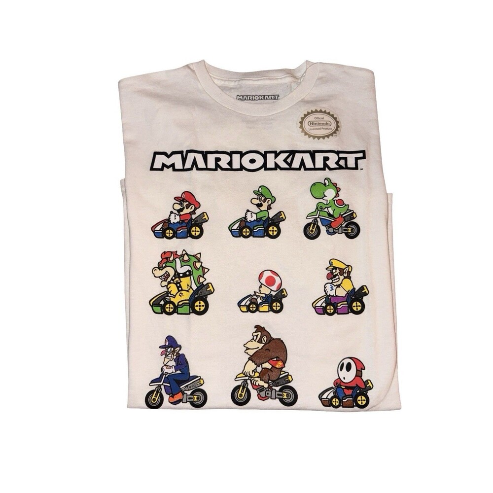 Nintendo Mario Kart Character Graphic T-Shirt White Mario Luigi Yoshi NWT M